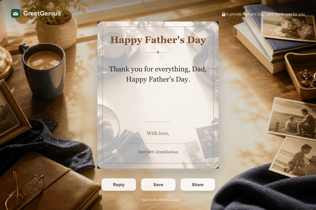 A beautiful personalized card opens on screen
